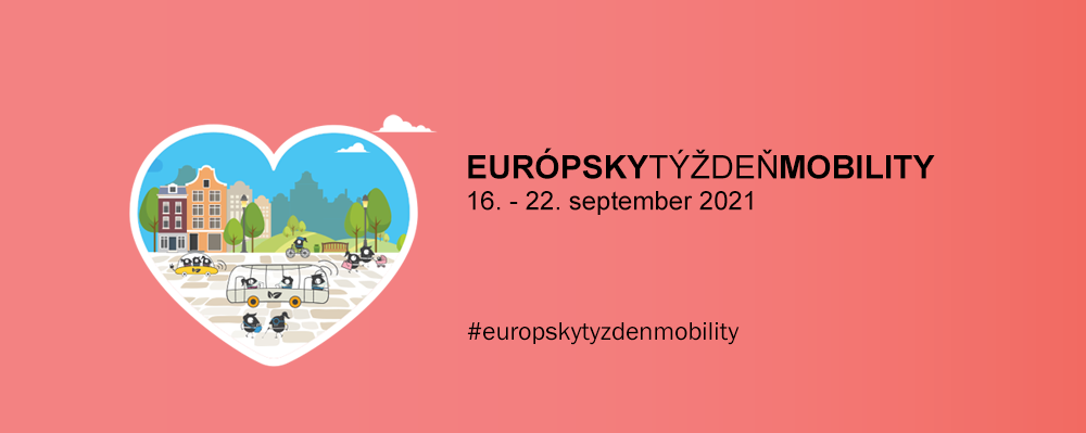Európsky týždeň mobility - reklamný obrázok s logom ročníka 2021 v tvare srdca